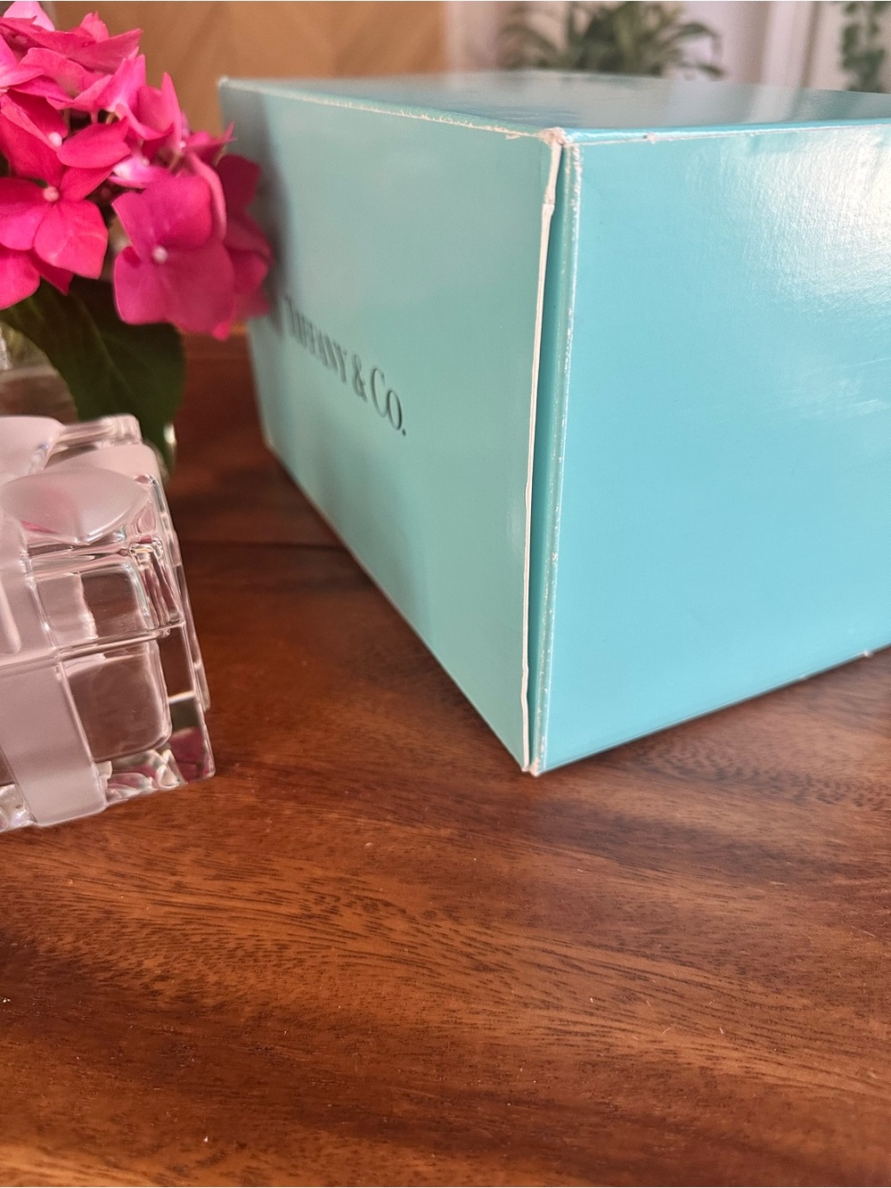 Tiffany & Co Crystal 3x3 Trinket Box Frosted Bow Jewelry Box w/ Tiffany Blue Box - Picture 12 of 12